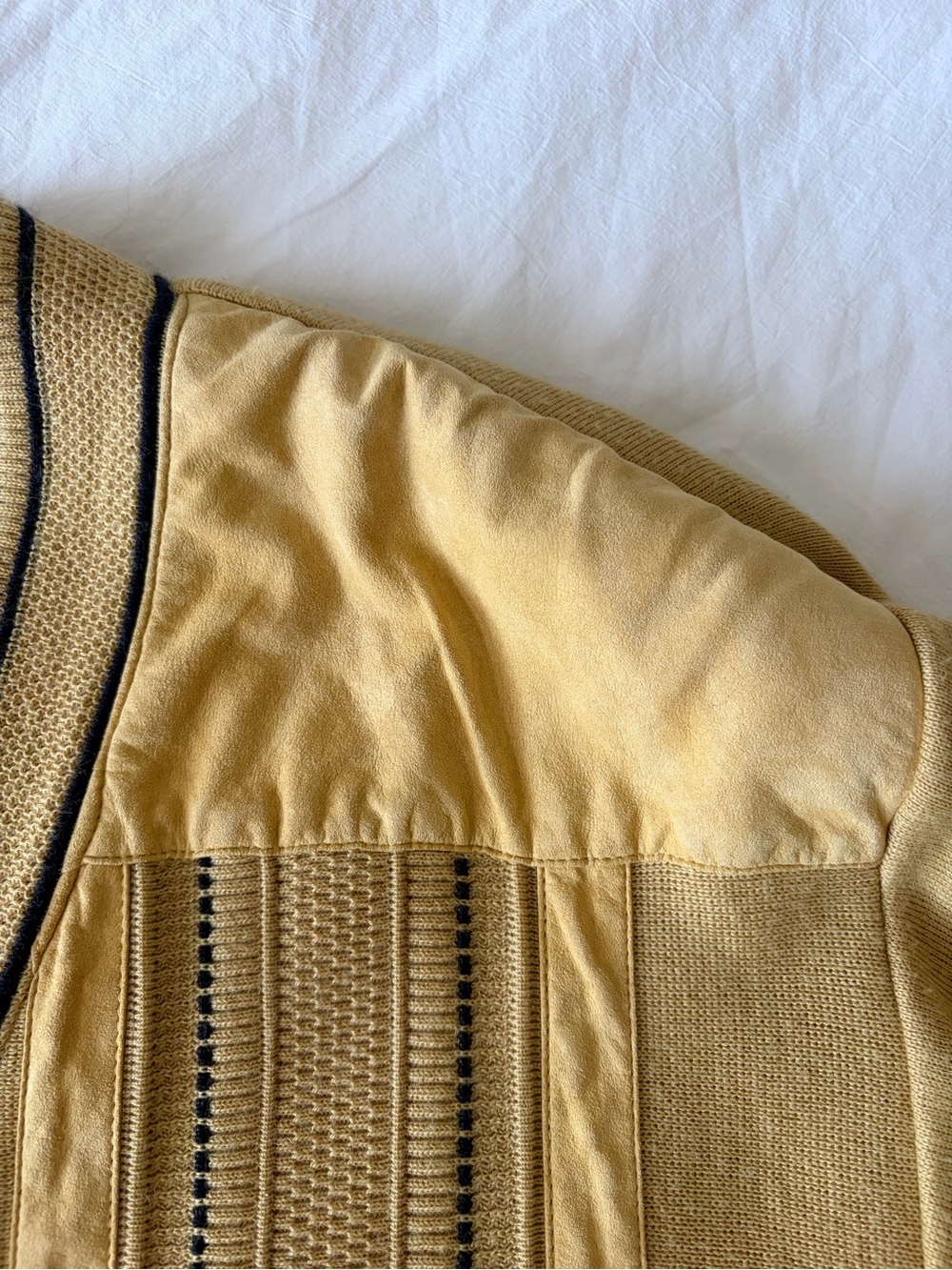 Men's Vintage Mustard Button-Front Cardigan with Contrast Trim - Picture 7 of 11